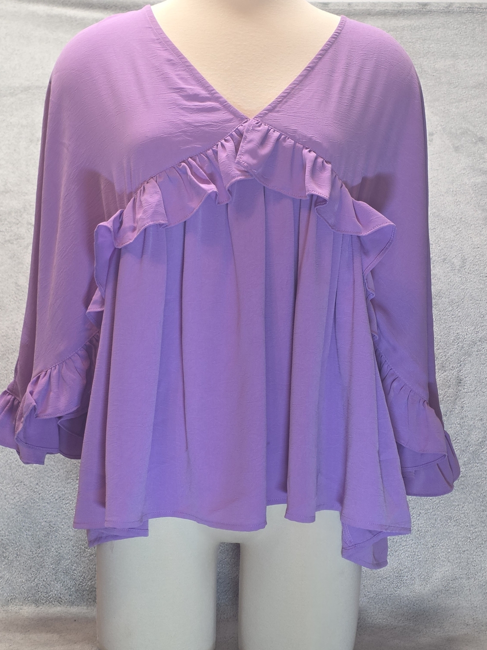 entro Lavender Ruffle V-Neck Blouse